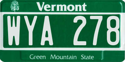 VT license plate WYA278