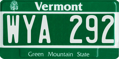 VT license plate WYA292
