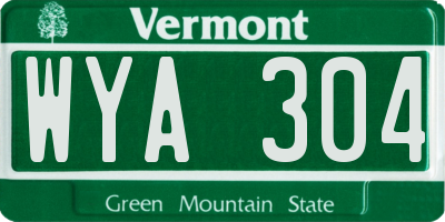 VT license plate WYA304