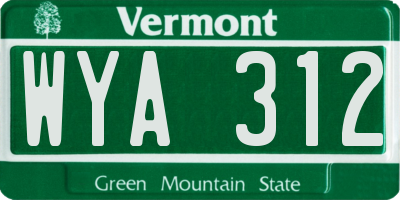 VT license plate WYA312