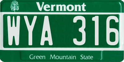 VT license plate WYA316