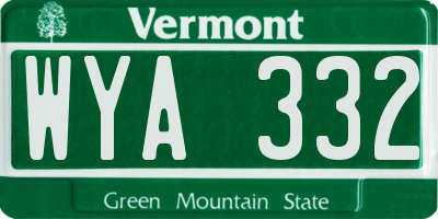 VT license plate WYA332