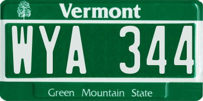 VT license plate WYA344