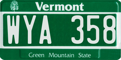 VT license plate WYA358