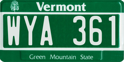 VT license plate WYA361
