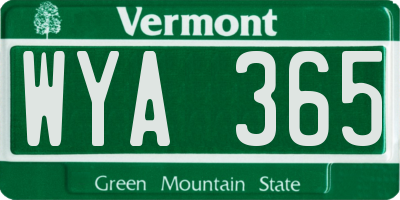 VT license plate WYA365