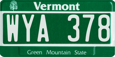 VT license plate WYA378