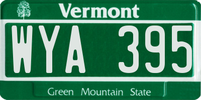 VT license plate WYA395