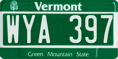 VT license plate WYA397