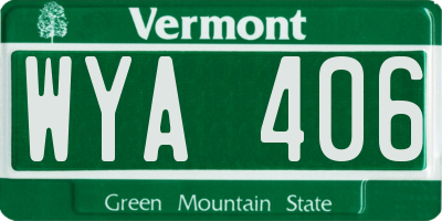 VT license plate WYA406