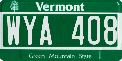 VT license plate WYA408