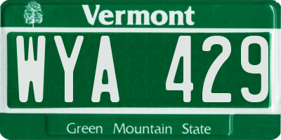 VT license plate WYA429