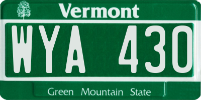 VT license plate WYA430
