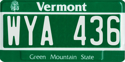 VT license plate WYA436