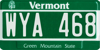 VT license plate WYA468