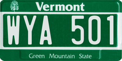 VT license plate WYA501