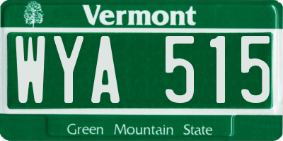 VT license plate WYA515