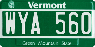 VT license plate WYA560