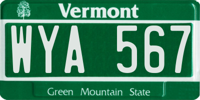 VT license plate WYA567