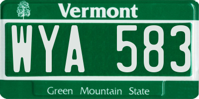 VT license plate WYA583