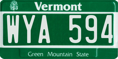 VT license plate WYA594