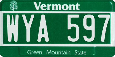 VT license plate WYA597