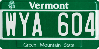 VT license plate WYA604