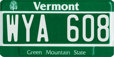 VT license plate WYA608