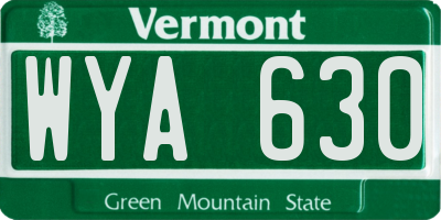 VT license plate WYA630