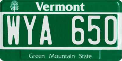 VT license plate WYA650