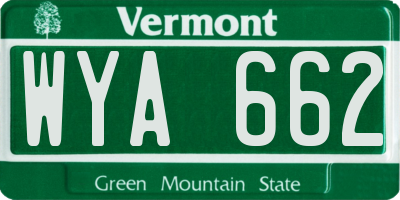 VT license plate WYA662