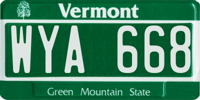 VT license plate WYA668