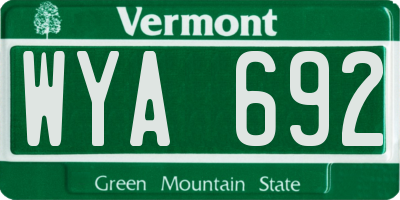 VT license plate WYA692