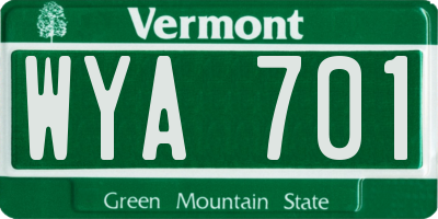VT license plate WYA701