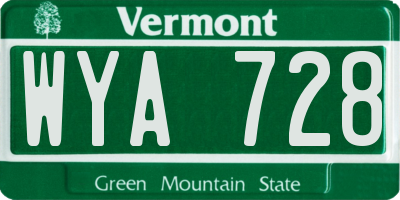 VT license plate WYA728