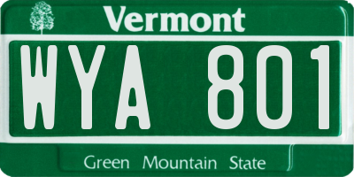 VT license plate WYA801