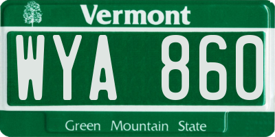 VT license plate WYA860