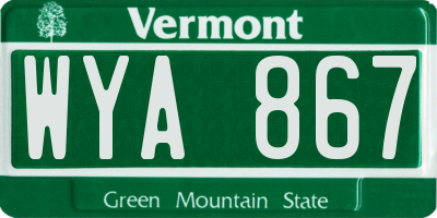 VT license plate WYA867