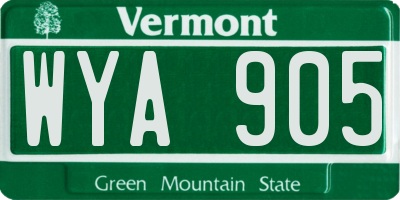 VT license plate WYA905