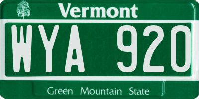 VT license plate WYA920