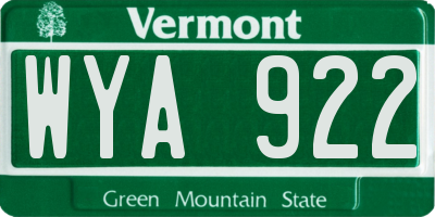 VT license plate WYA922
