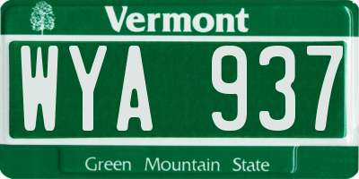 VT license plate WYA937