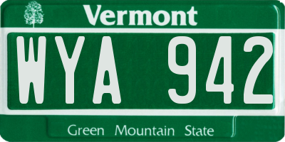 VT license plate WYA942