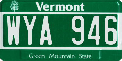 VT license plate WYA946