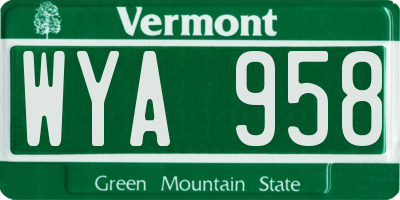 VT license plate WYA958