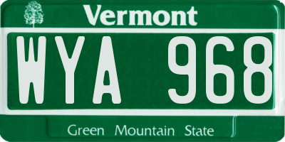 VT license plate WYA968