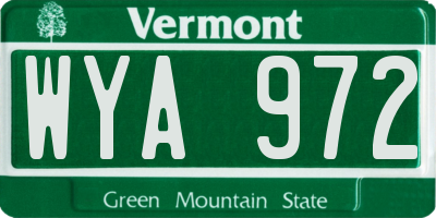 VT license plate WYA972