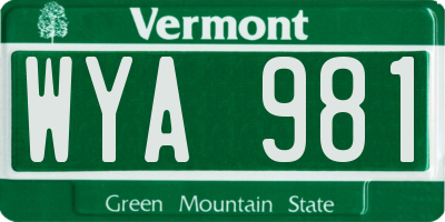 VT license plate WYA981