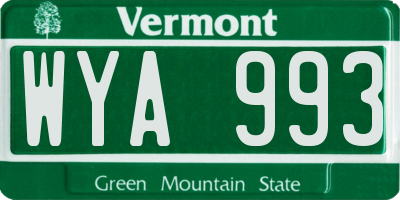 VT license plate WYA993