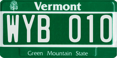 VT license plate WYB010